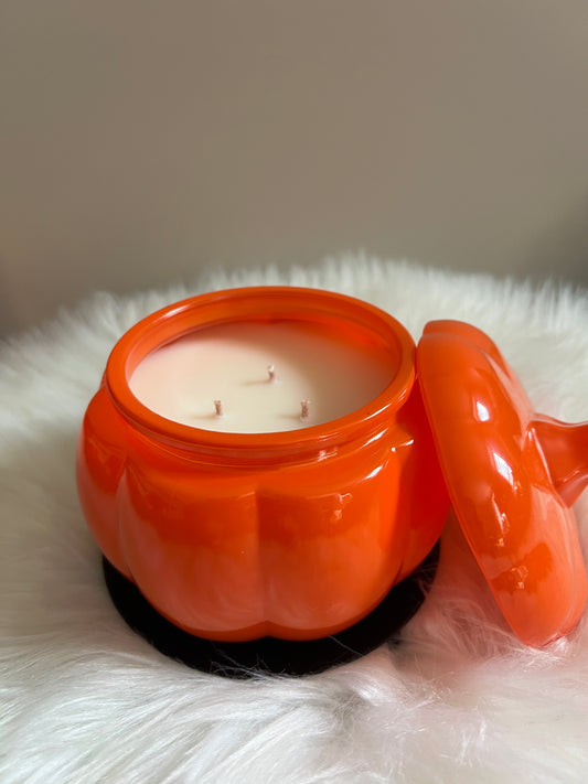 Orange Pumpkin glass Jar Scented Candle